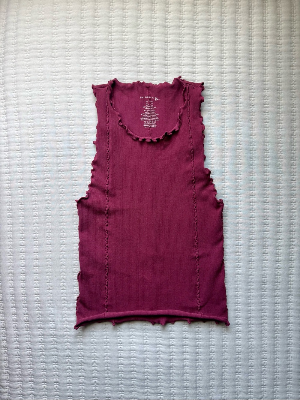 Free People Intimately FP Lettuce Ruffle Trimmed Berry Halter Tank XS/S